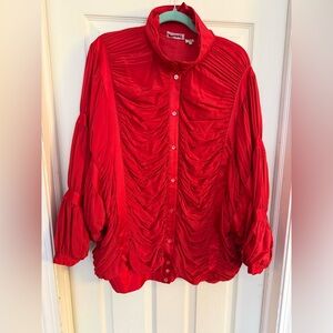 Pia Rucci Red Silk, Bat-Wing Jacket